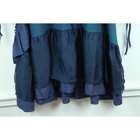 Pretty Angel XL Tunic Top Linen Blend Ruffles Blue Lagenlook Fairy Artsy Boho - Picture 4 of 11